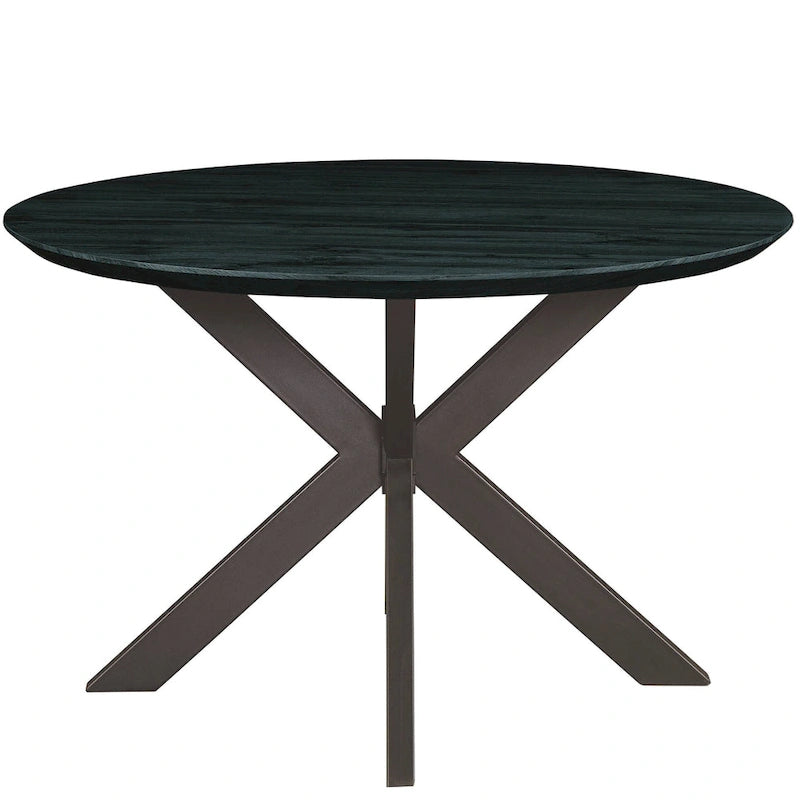 Ravenna 47 Modern Round Wood Dining Table With X-Cross Geometric Metal Base for Dining Room & Kitchen 13