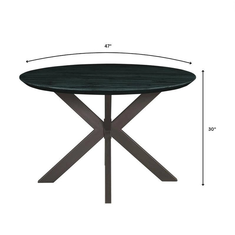 Ravenna 47 Modern Round Wood Dining Table With X-Cross Geometric Metal Base for Dining Room & Kitchen 16