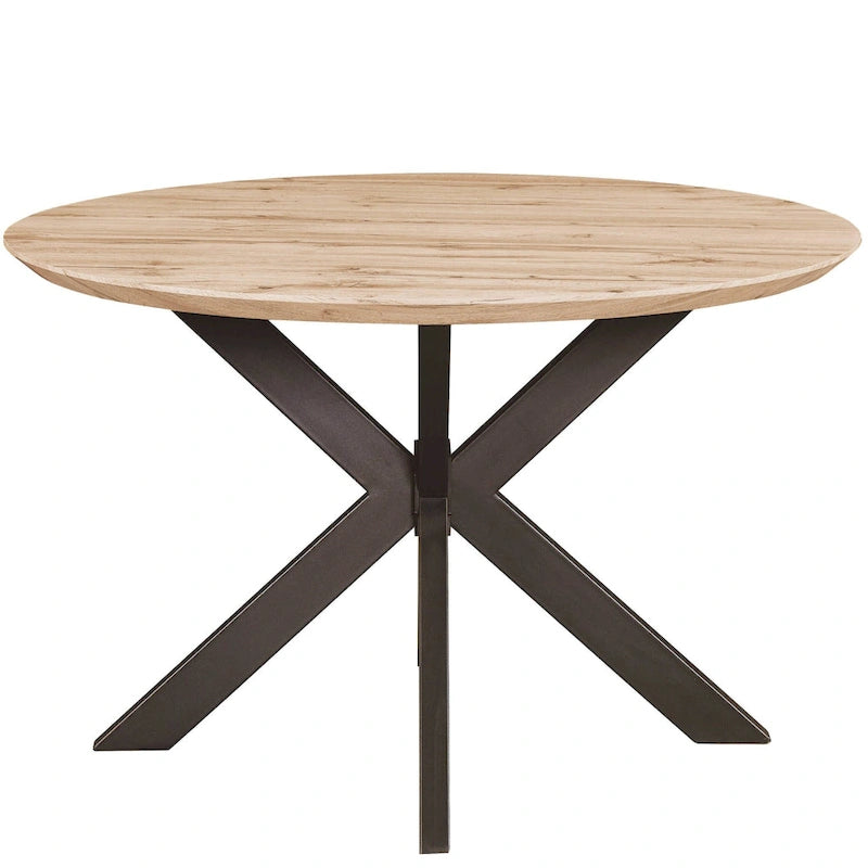 Ravenna 47 Modern Round Wood Dining Table With X-Cross Geometric Metal Base for Dining Room & Kitchen 19