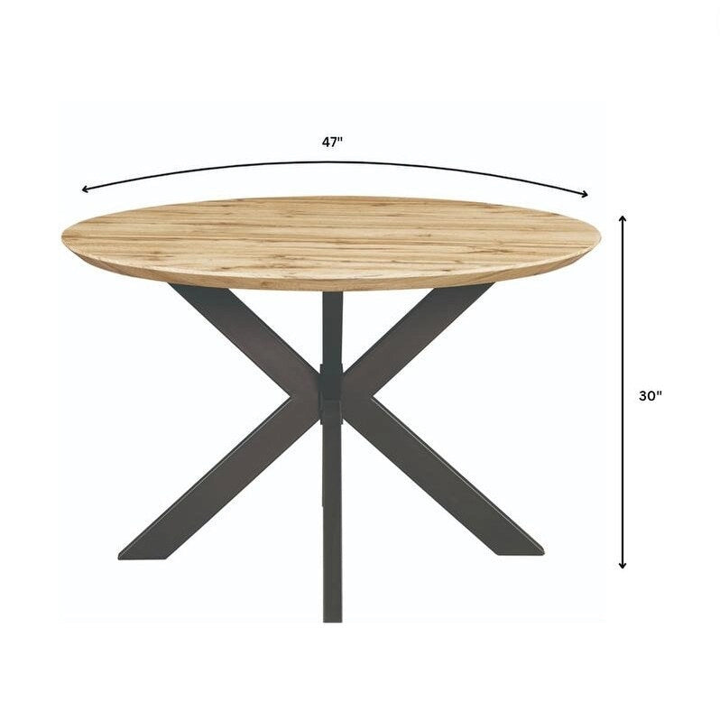 Ravenna 47 Modern Round Wood Dining Table With X-Cross Geometric Metal Base for Dining Room & Kitchen 22