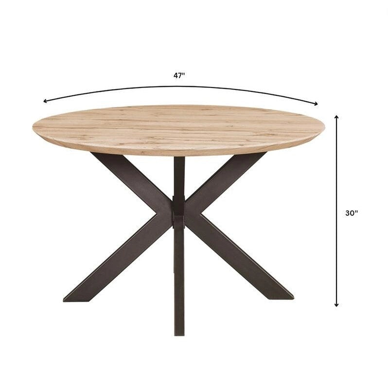 Ravenna 47 Modern Round Wood Dining Table With X-Cross Geometric Metal Base for Dining Room & Kitchen 24