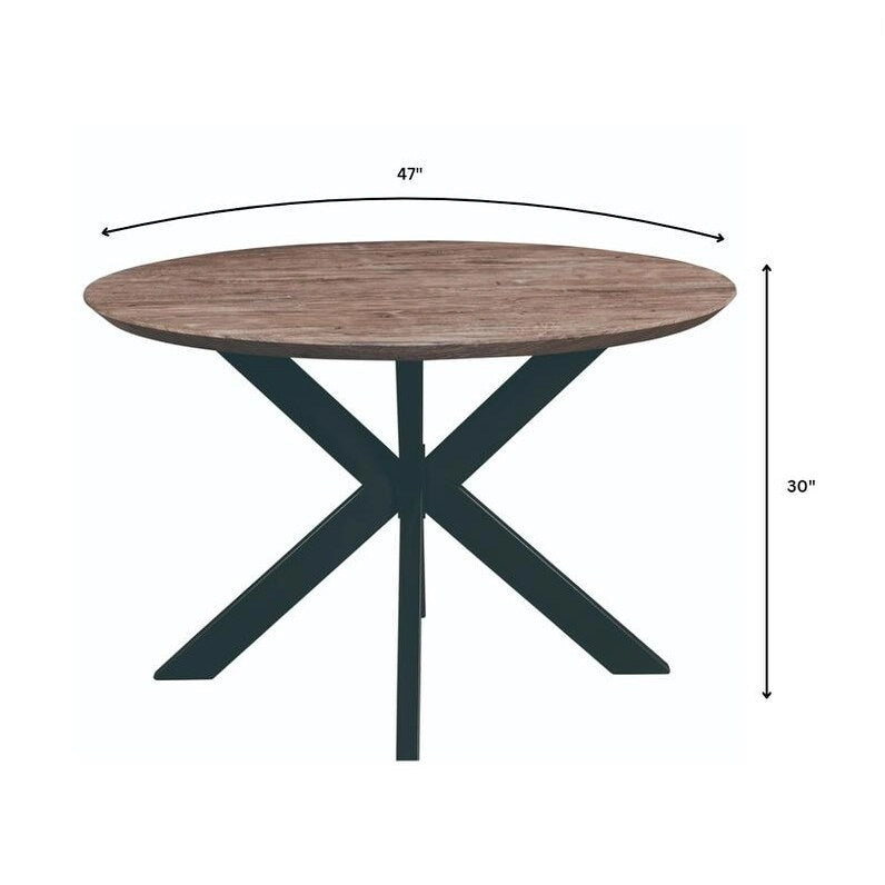 Ravenna 47 Modern Round Wood Dining Table With X-Cross Geometric Metal Base for Dining Room & Kitchen 30
