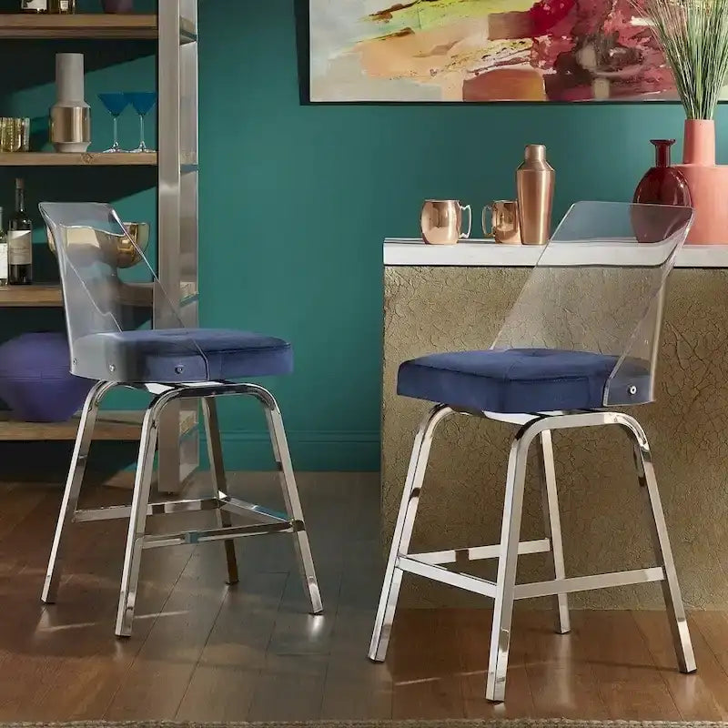 Lennox Velvet Counter Height Stools (Set of 2) by iNSPIRE Q Bold 5