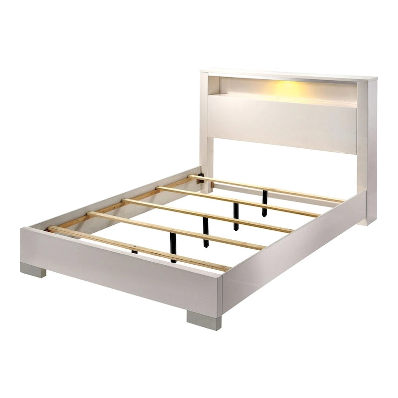 Set Letto a Pannelli con Contenitore a 2 Pezzi e Comò Alto Champs in Legno Massello Stile Contemporaneo di Furniture of America 17