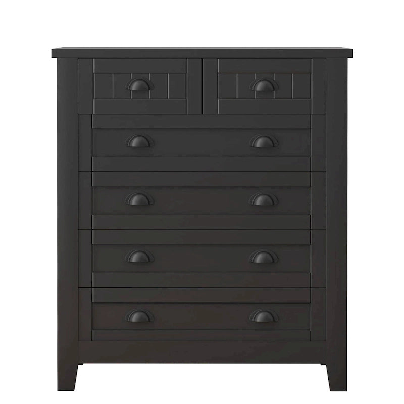 Drawer Dresser, Bedroom Storge Cabinet W/ Retro Shell-shaped Handle