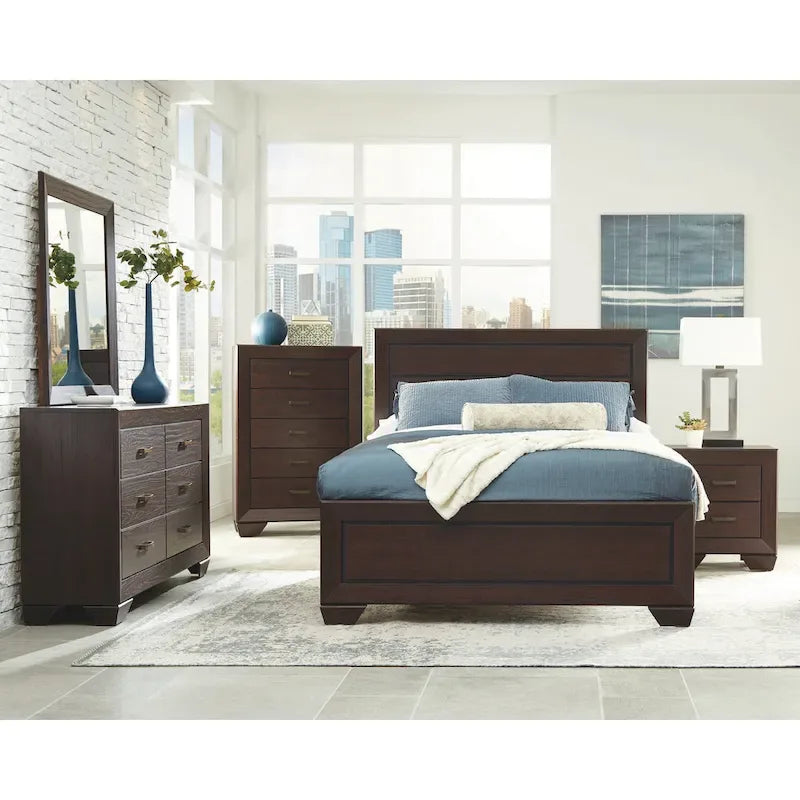 Oatfield Dark Cocoa 5-piece Panel Bedroom Set with 2 Nightstands 6