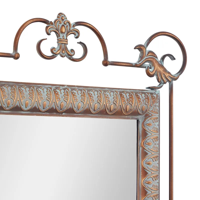 Metal Leaf Console Table with Mirror with Scrolled Legs - Set of 2 Bronze - Roche River Decor - 1W x 23L x 32H 4