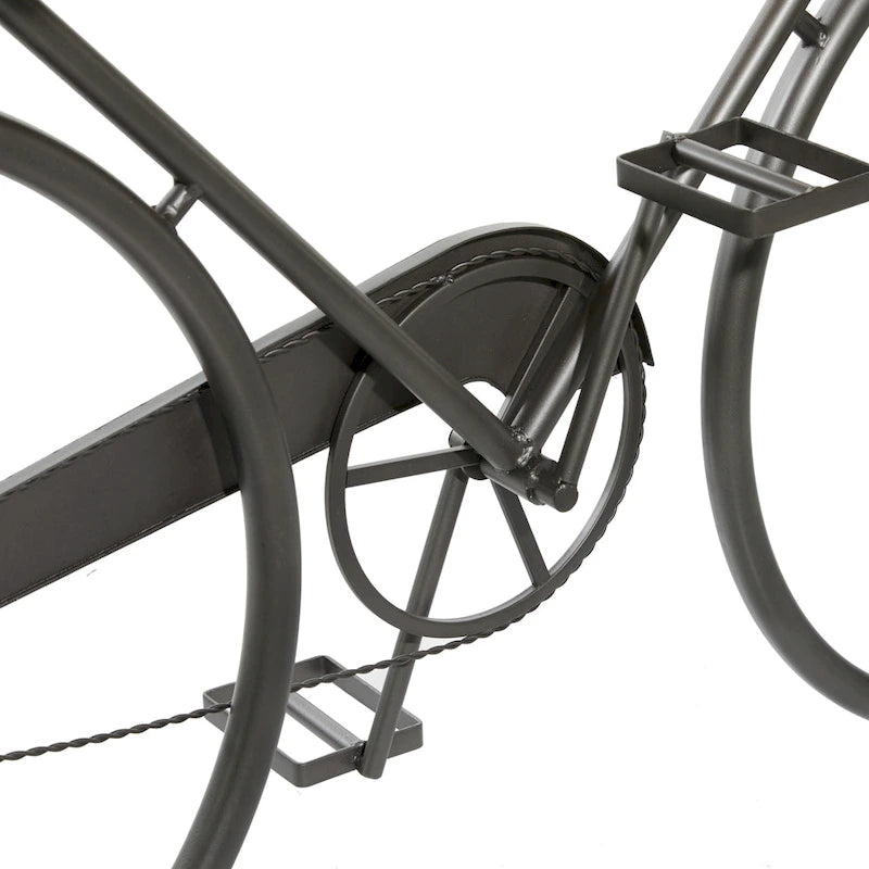 Metal Bike 3 Drawers Console Table with Brown Wood Top - Black - Roche River Decor - 15Wx58Lx34H 4