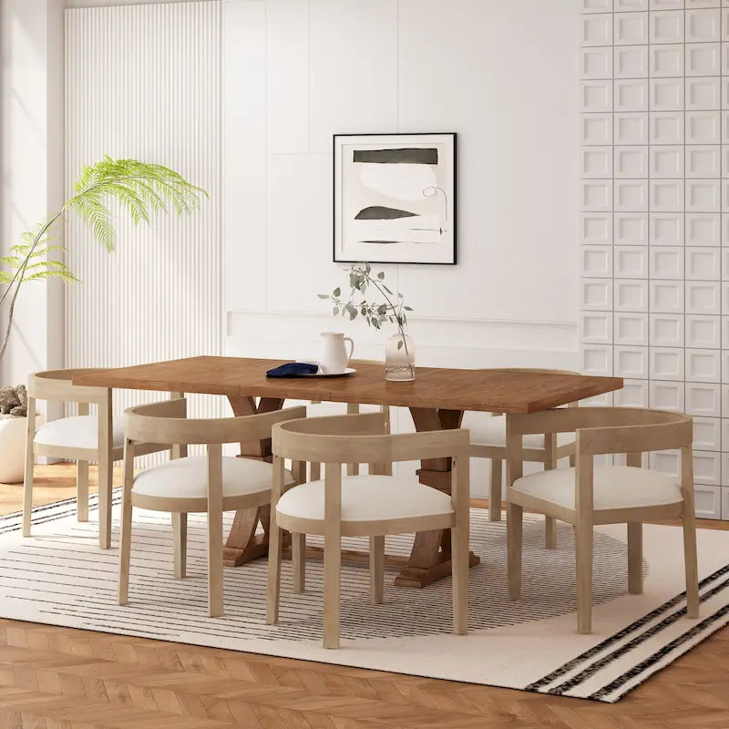 Set da pranzo da 7 pezzi Hudson in tessuto e legno di Christopher Knight Home 30