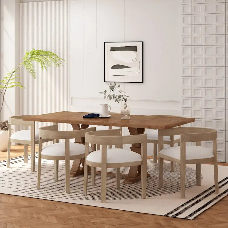 Set da pranzo da 7 pezzi Hudson in tessuto e legno di Christopher Knight Home