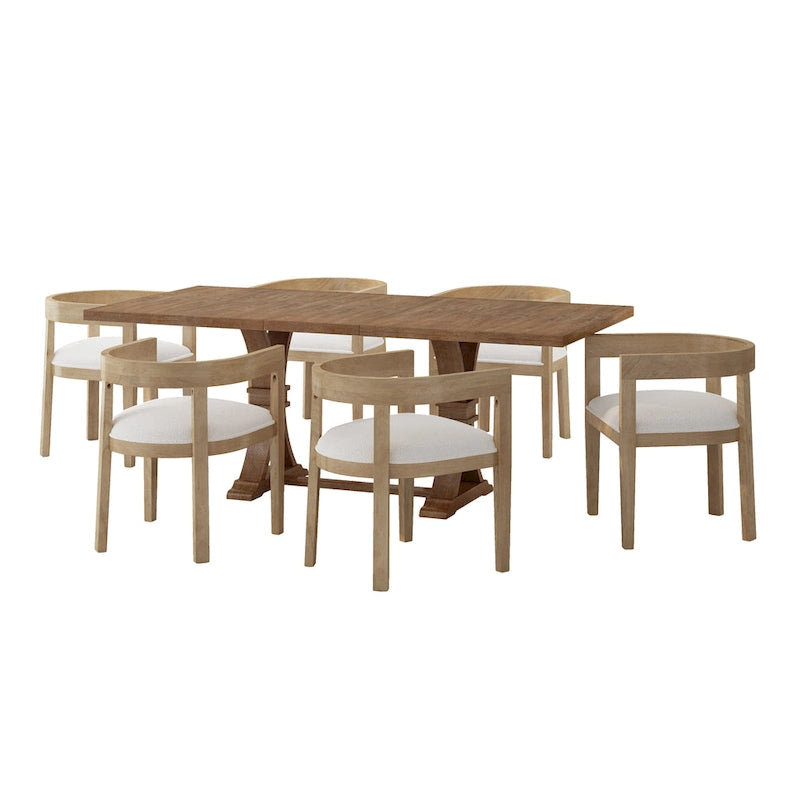 Set da pranzo da 7 pezzi Hudson in tessuto e legno di Christopher Knight Home 3