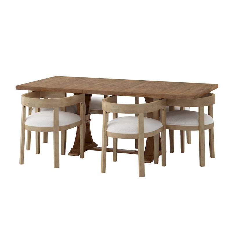 Set da pranzo da 7 pezzi Hudson in tessuto e legno di Christopher Knight Home 10