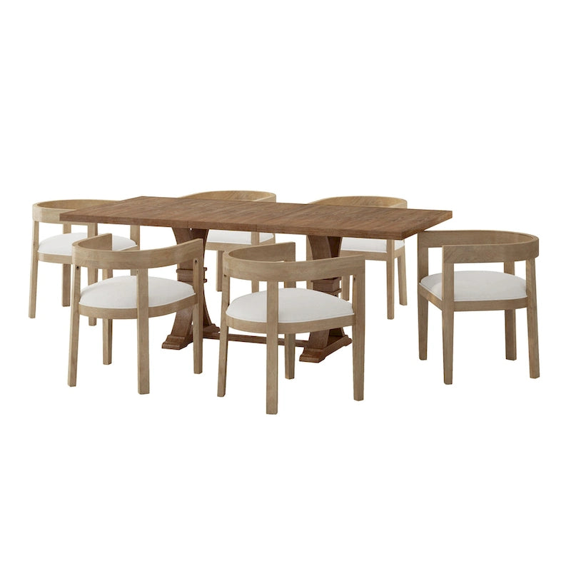 Set da pranzo da 7 pezzi Hudson in tessuto e legno di Christopher Knight Home 20