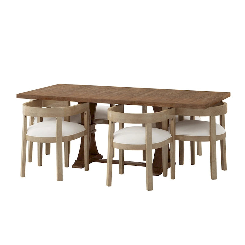 Set da pranzo da 7 pezzi Hudson in tessuto e legno di Christopher Knight Home 23