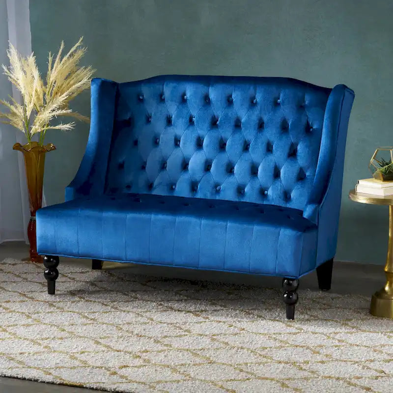 Divanetto Leora Modern Glam Tufted Velvet Wingback di Christopher Knight Home