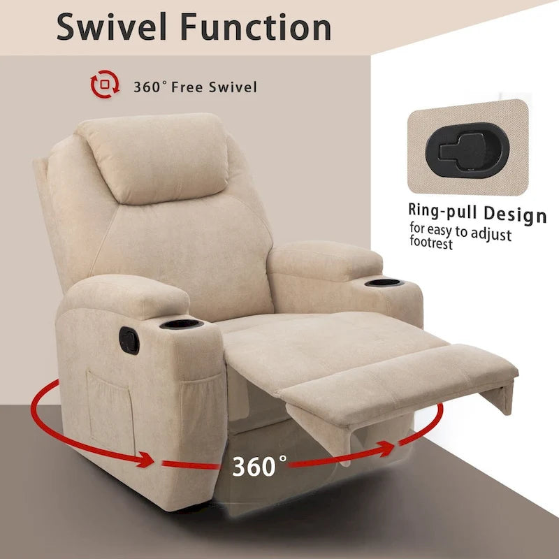 Homall Massage Recliner Chair Swivel Fabric Living Room Sofa 8