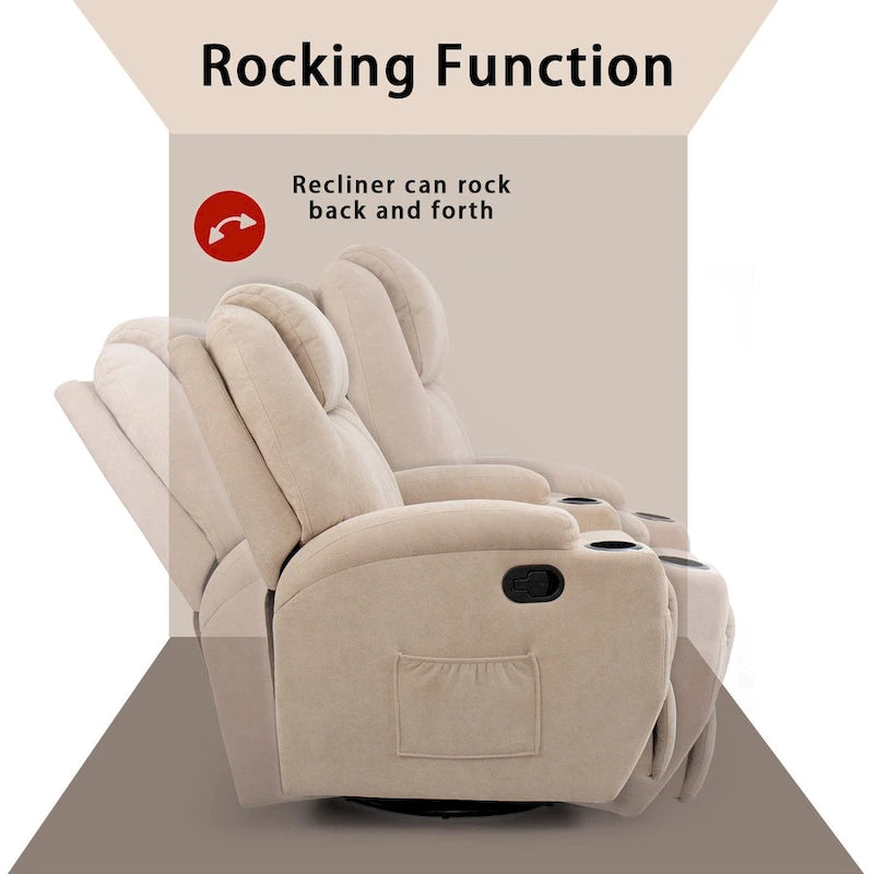 Homall Massage Recliner Chair Swivel Fabric Living Room Sofa 9