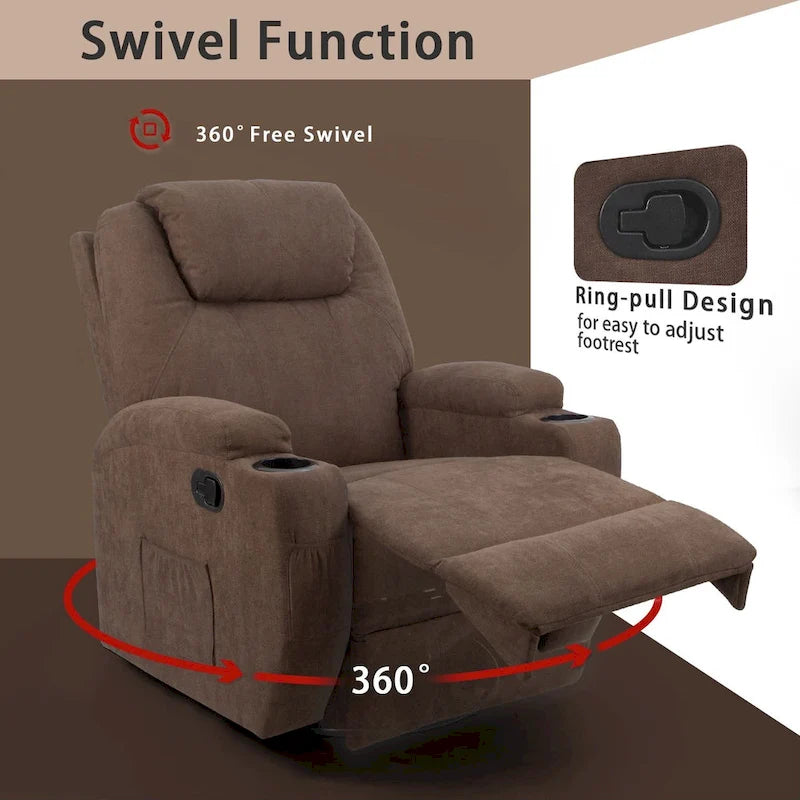 Homall Massage Recliner Chair Swivel Fabric Living Room Sofa 12