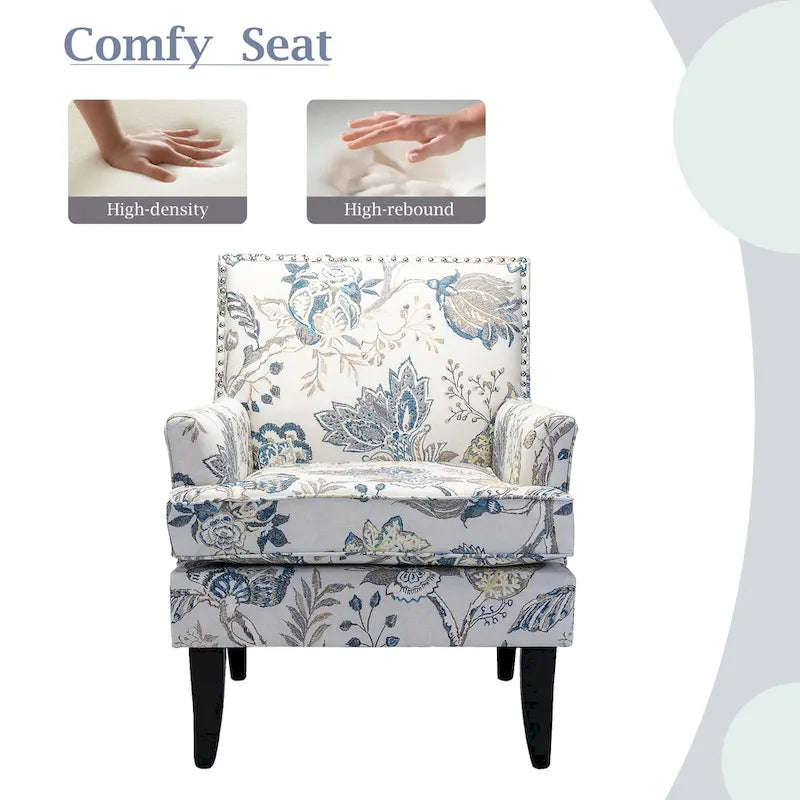 Poltrona Akorda stile Country francese con bordo borchiato e gambe in legno massello di HULALA HOME 4