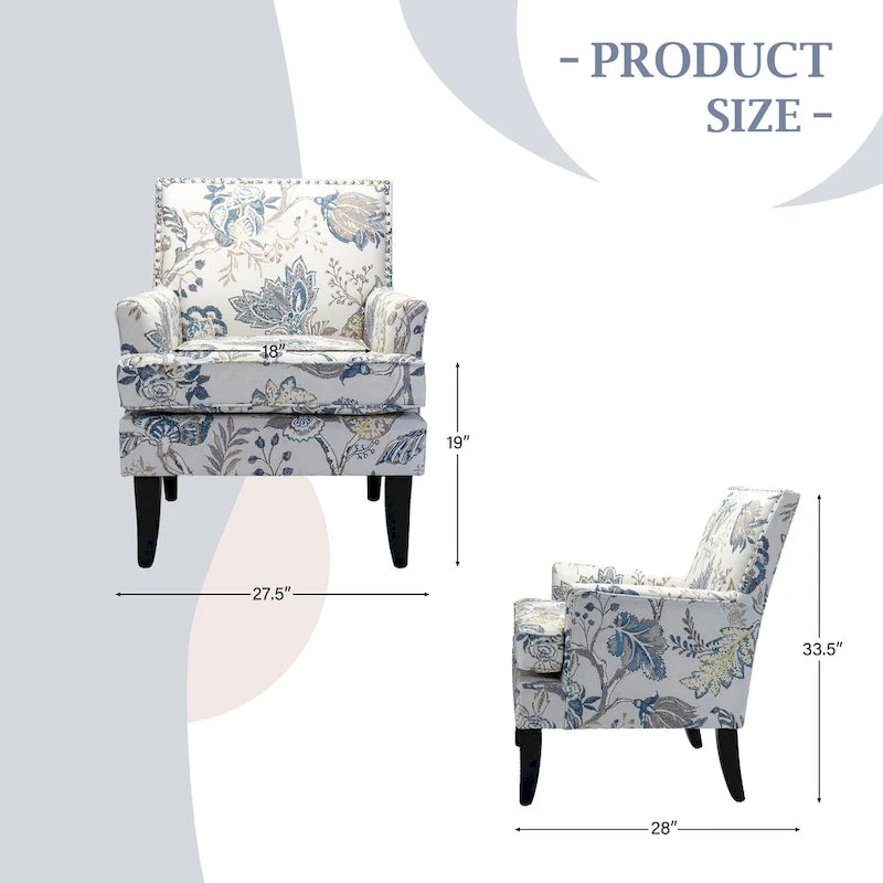 Poltrona Akorda stile Country francese con bordo borchiato e gambe in legno massello di HULALA HOME 5