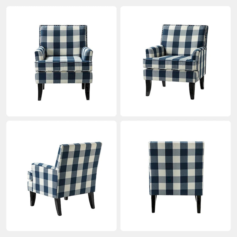 Poltrona Akorda stile Country francese con bordo borchiato e gambe in legno massello di HULALA HOME 7