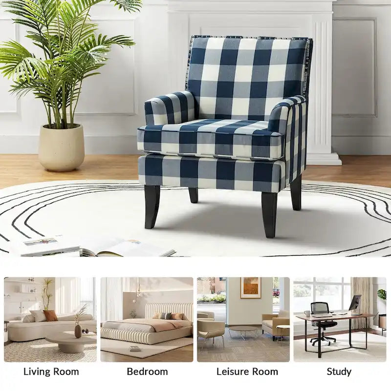 Poltrona Akorda stile Country francese con bordo borchiato e gambe in legno massello di HULALA HOME 9