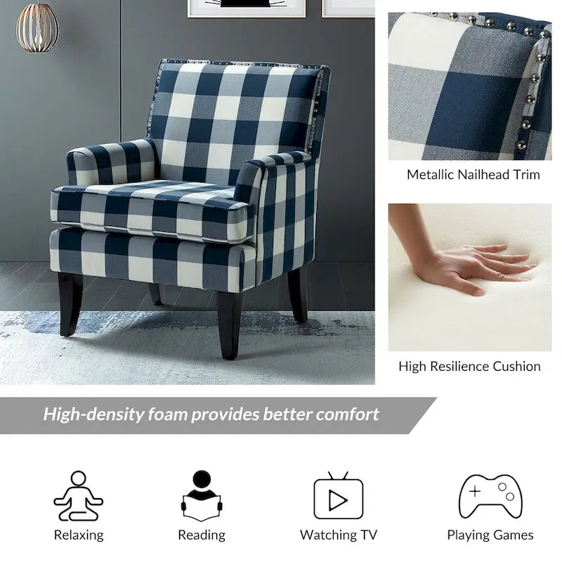 Poltrona Akorda stile Country francese con bordo borchiato e gambe in legno massello di HULALA HOME 10
