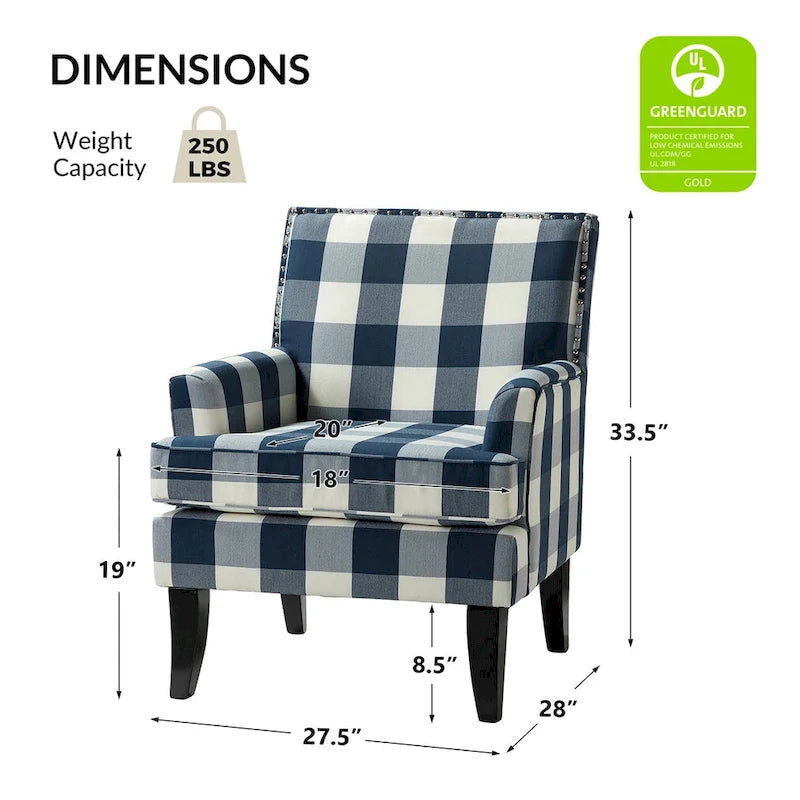 Poltrona Akorda stile Country francese con bordo borchiato e gambe in legno massello di HULALA HOME 11