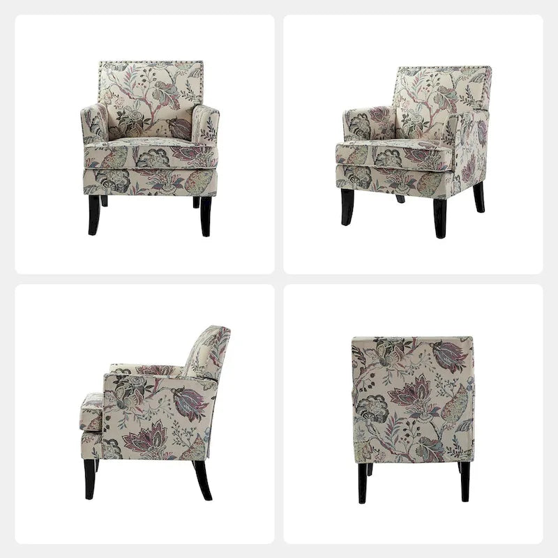 Poltrona Akorda stile Country francese con bordo borchiato e gambe in legno massello di HULALA HOME 14
