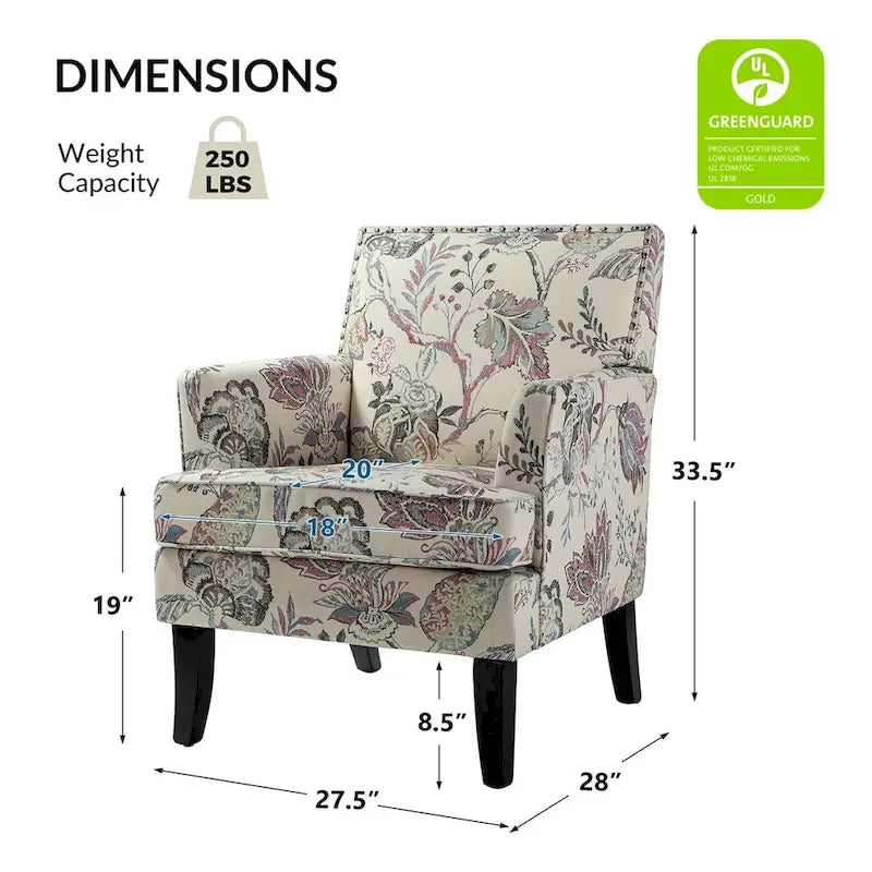 Poltrona Akorda stile Country francese con bordo borchiato e gambe in legno massello di HULALA HOME 17