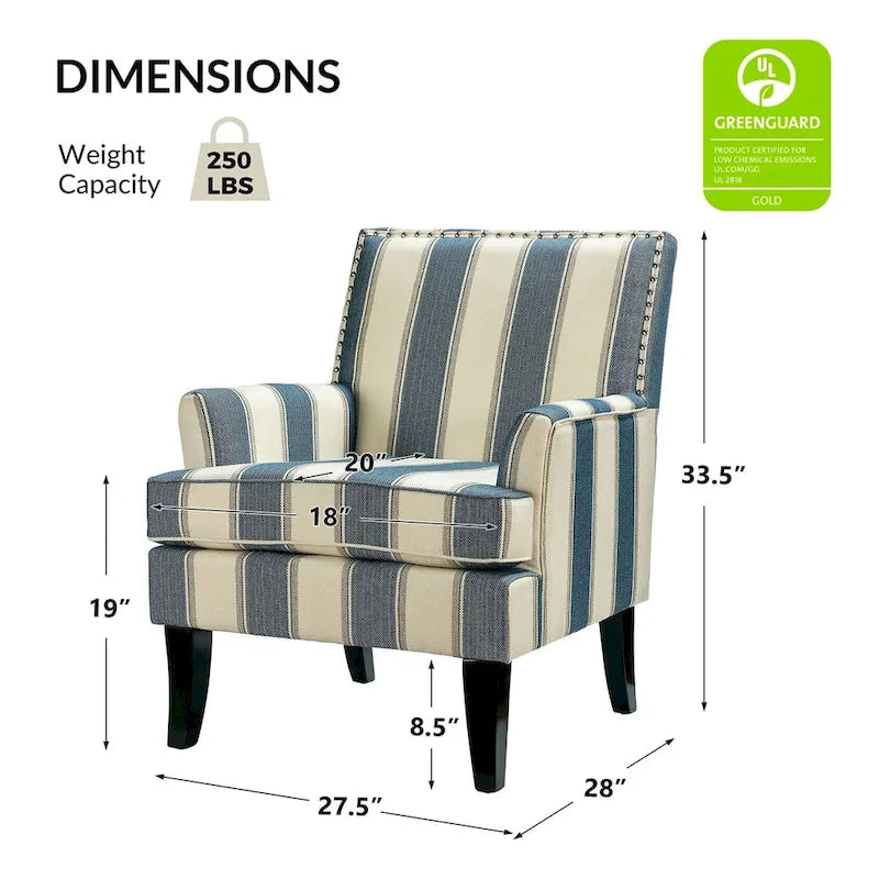 Poltrona Akorda stile Country francese con bordo borchiato e gambe in legno massello di HULALA HOME 19