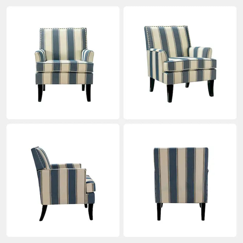 Poltrona Akorda stile Country francese con bordo borchiato e gambe in legno massello di HULALA HOME 20