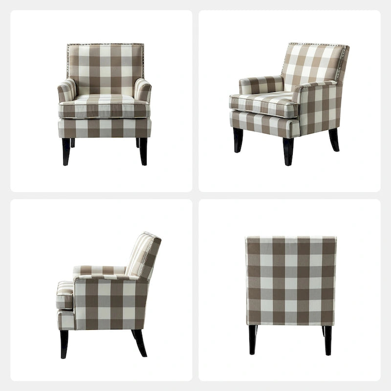 Poltrona Akorda stile Country francese con bordo borchiato e gambe in legno massello di HULALA HOME 25