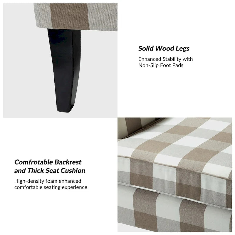 Poltrona Akorda stile Country francese con bordo borchiato e gambe in legno massello di HULALA HOME 26