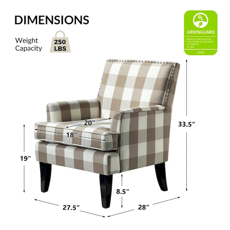 Poltrona Akorda stile Country francese con bordo borchiato e gambe in legno massello di HULALA HOME 29