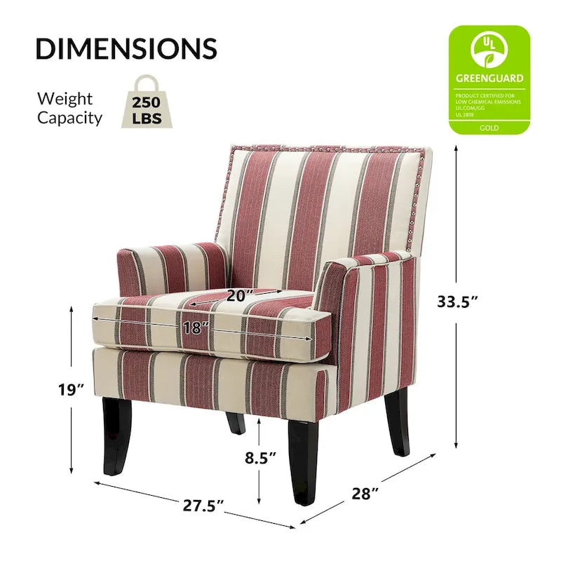 Poltrona Akorda stile Country francese con bordo borchiato e gambe in legno massello di HULALA HOME 31
