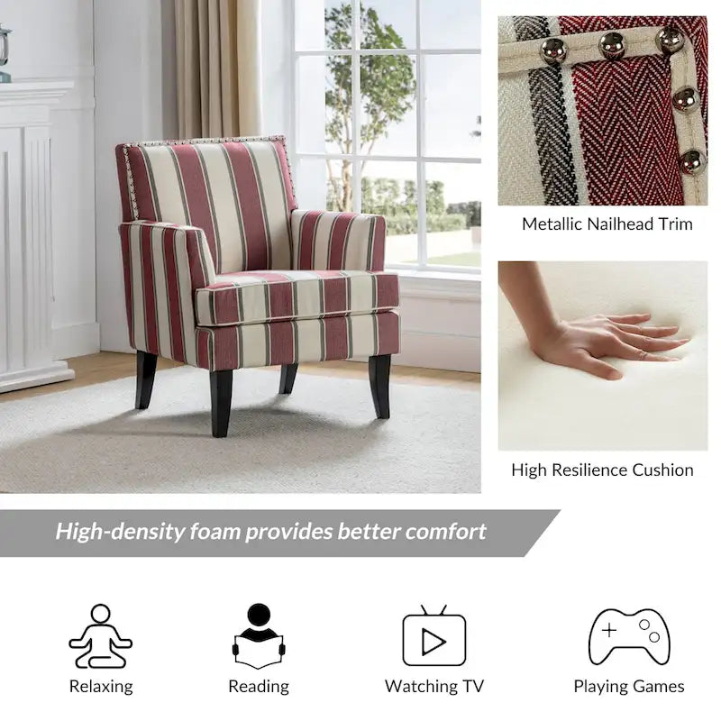 Poltrona Akorda stile Country francese con bordo borchiato e gambe in legno massello di HULALA HOME 32