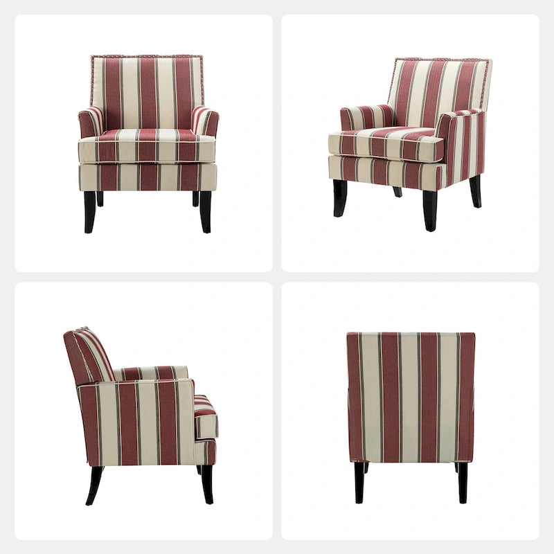 Poltrona Akorda stile Country francese con bordo borchiato e gambe in legno massello di HULALA HOME 33