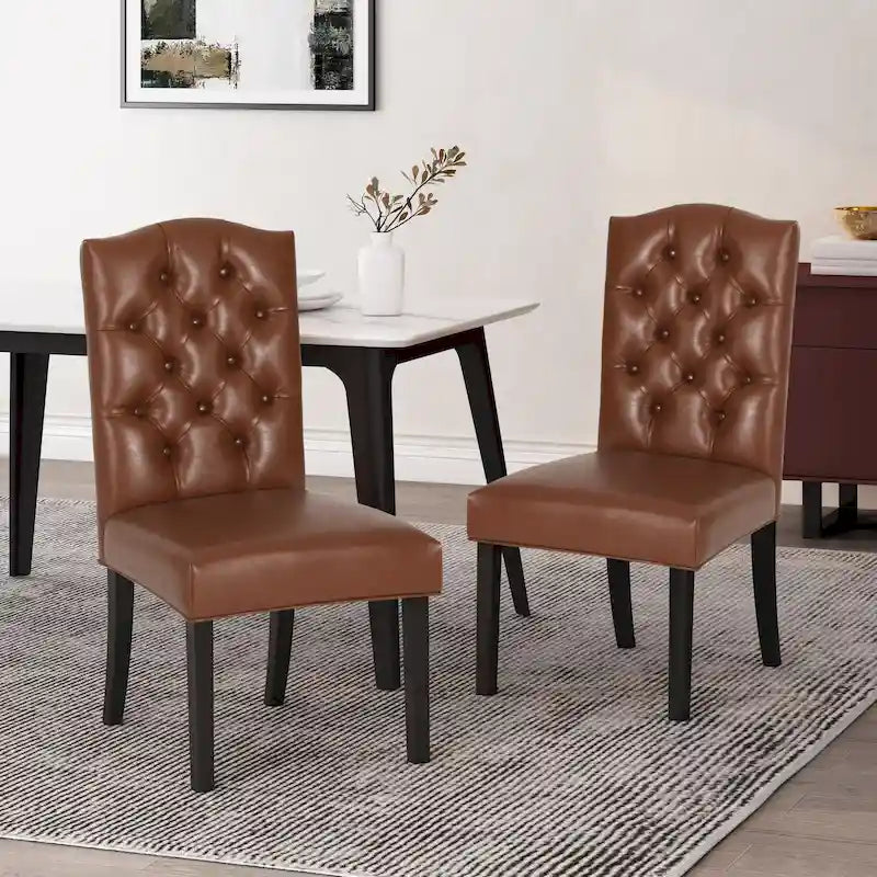 Harriet Contemporary Tufted Faux Leather Dining Chairs (Set of 2) by Christopher Knight Home - 21.50 L x 25.75 W x 41.50 H 24