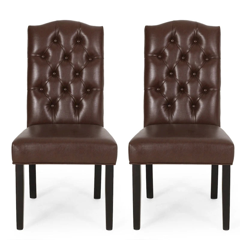 Harriet Contemporary Tufted Faux Leather Dining Chairs (Set of 2) by Christopher Knight Home - 21.50 L x 25.75 W x 41.50 H 3