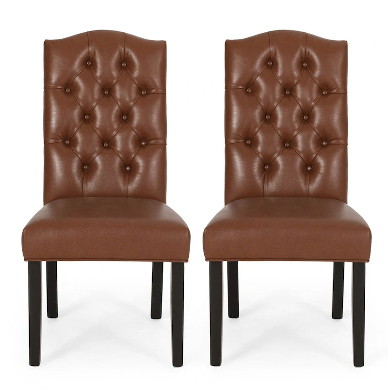 Harriet Contemporary Tufted Faux Leather Dining Chairs (Set of 2) by Christopher Knight Home - 21.50 L x 25.75 W x 41.50 H 14