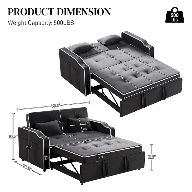 Ouyessir 3 in 1 Multi-Functional Convertible Sleeper Sofa Bed 13