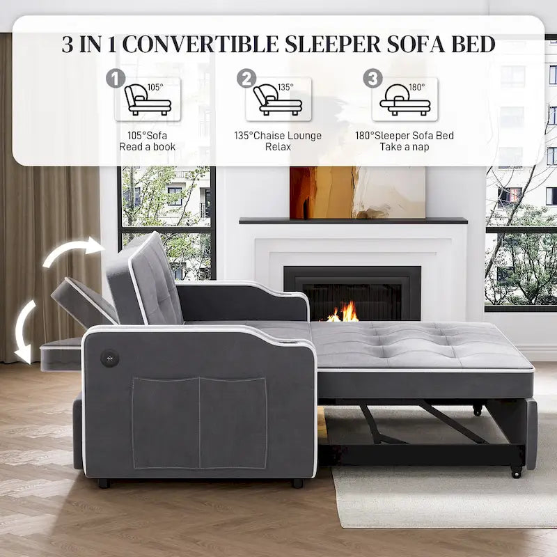 Ouyessir 3 in 1 Multi-Functional Convertible Sleeper Sofa Bed 30