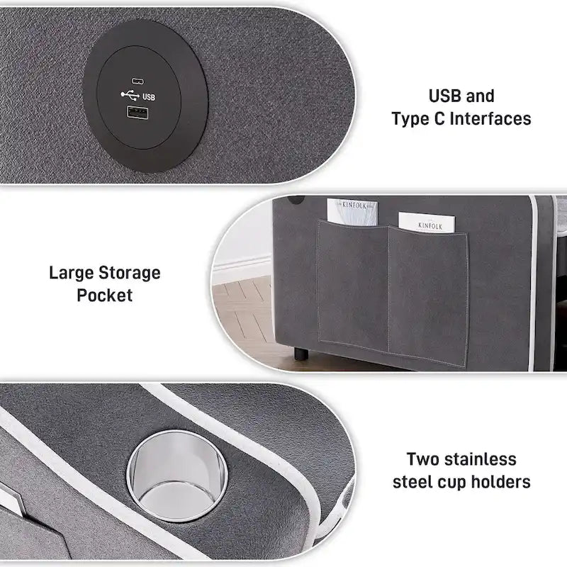 Ouyessir 3 in 1 Multi-Functional Convertible Sleeper Sofa Bed 32