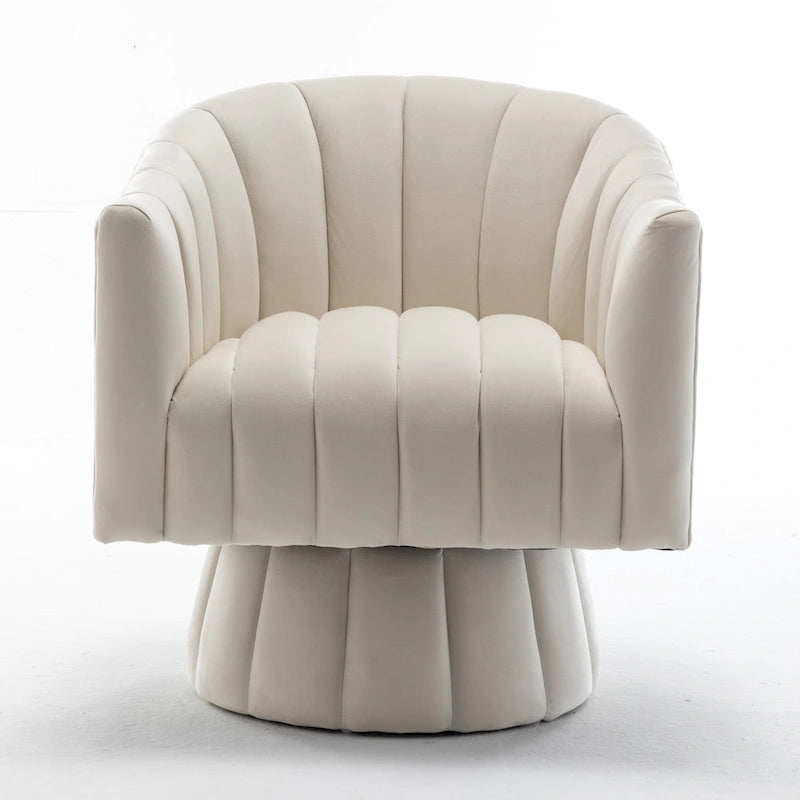 SEYNAR Modern Glam Velvet Upholstered Round Swivel Accent Arm Barrel Chair for Living Room