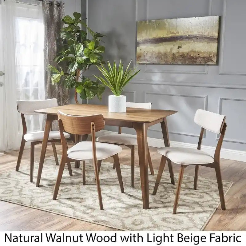 Set da pranzo rettangolare Megann Mid-Century a 5 pezzi in legno di Christopher Knight Home 15