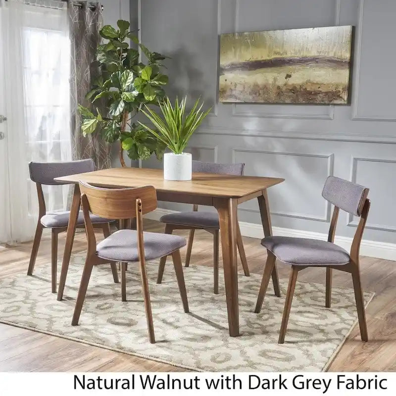 Set da pranzo rettangolare Megann Mid-Century a 5 pezzi in legno di Christopher Knight Home 17
