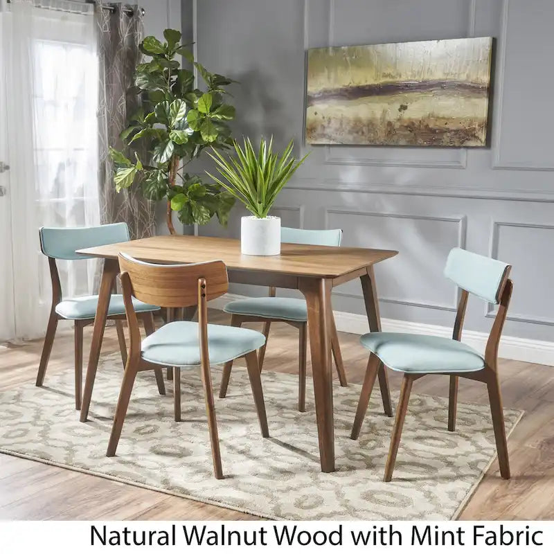 Set da pranzo rettangolare Megann Mid-Century a 5 pezzi in legno di Christopher Knight Home