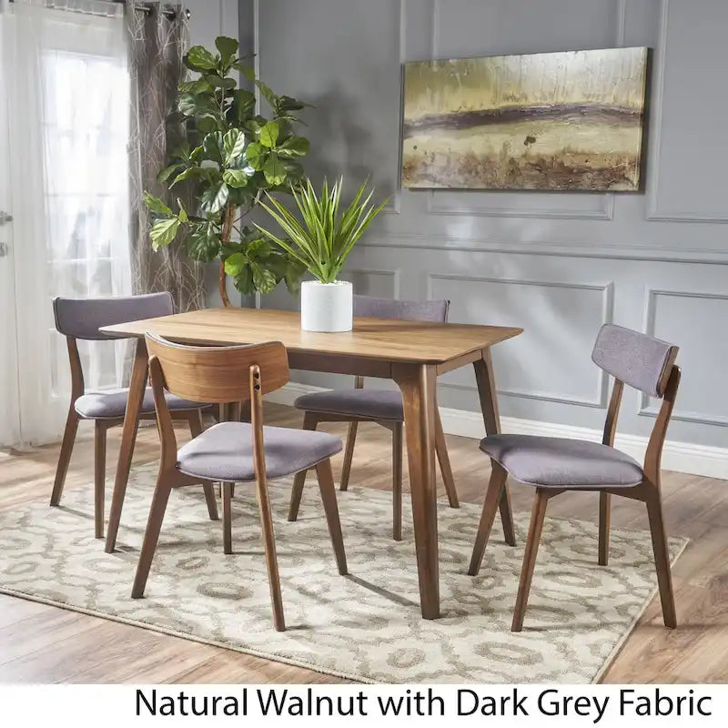 Set da pranzo rettangolare Megann Mid-Century a 5 pezzi in legno di Christopher Knight Home 5
