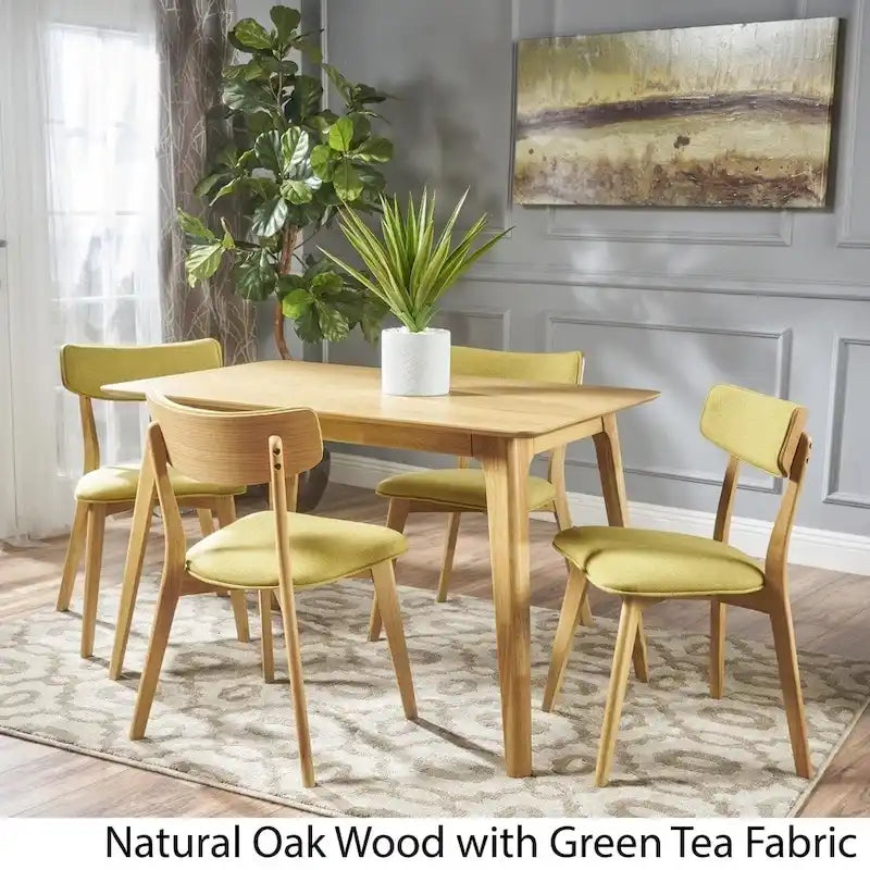 Set da pranzo rettangolare Megann Mid-Century a 5 pezzi in legno di Christopher Knight Home 8